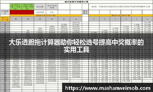 大乐透胆拖计算器助你轻松选号提高中奖概率的实用工具